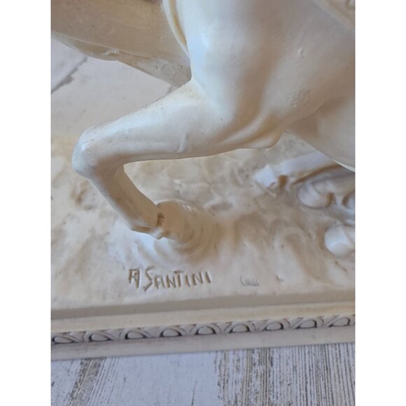 Vintage a santini alabaster roman warrior Chariot carriage Roman statue figurine - Picture 8 of 11
